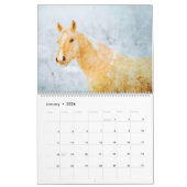 12 Monat Palomino Pferde Ponies Watercolor Geschen Kalender (Jan 2026)