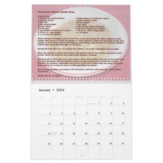 12 Monat Rezept Kalender 20XX (Jan 2026)