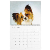 12 Monate Adorable Papillon Dog Aquarellmalerei Kalender (Mär 2027)