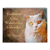 12 Monate Atemberaubend Burmese Katzen Wasserfarbe Kalender (Titelbild)