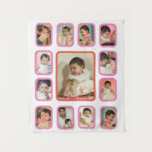 12 Monate Baby Foto Collage Tapestry für Baby Wandteppich (Vorderseite)