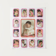 12 Monate Baby Foto Collage Tapestry für Baby