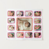 12 Monate Baby Foto Collage Tapestry für Baby Wandteppich (Vorderseite (Horizontal))
