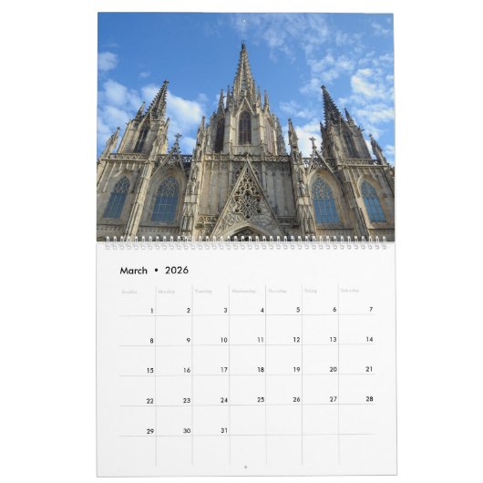 12 Monate Barcelona, Spanien Mauerkalender Kalender (Mär 2026)
