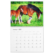 12 Monate Clydesdale Heavy Horse Watercolor Gesche Kalender (Jan 2027)