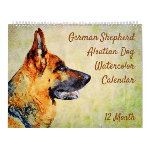 12 Monate Deutscher Schäferhund elsässische Hunde Kalender