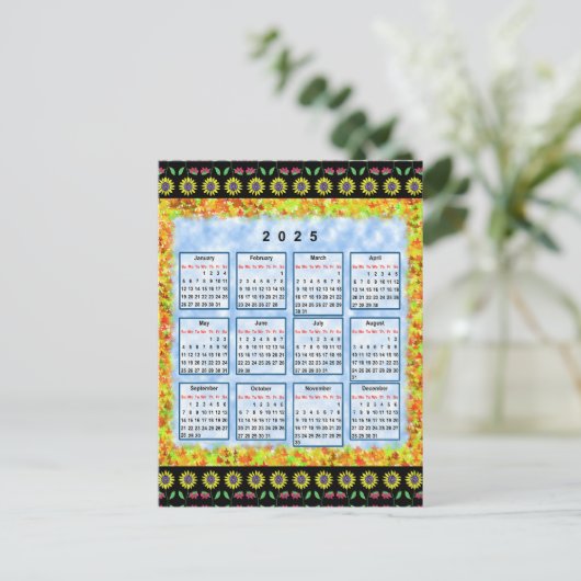 12 Monate Englischer Kalender des Jahres 2025 Postkarte (Stehend Vorderseite)