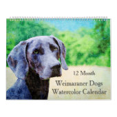 12 Monate Ghosting Weimaraner Hunde Wasserfarbenge Kalender (Titelbild)