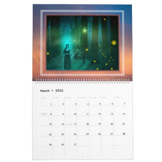 12 Monate Hexenkraft Magick Wicca Magic Planner Kalender (Mär 2026)