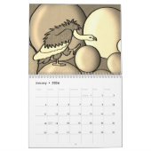 12 Monate Kalender der kindischen Stil sepia Zeich (Jan 2026)