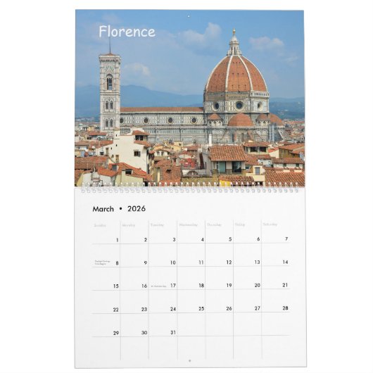 12 Monate Kirchen der Toskana Kalender (Mär 2026)