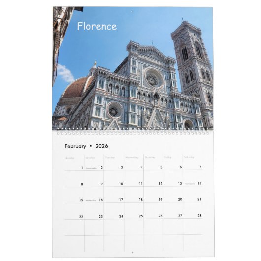 12 Monate Kirchen der Toskana Kalender (Feb 2026)