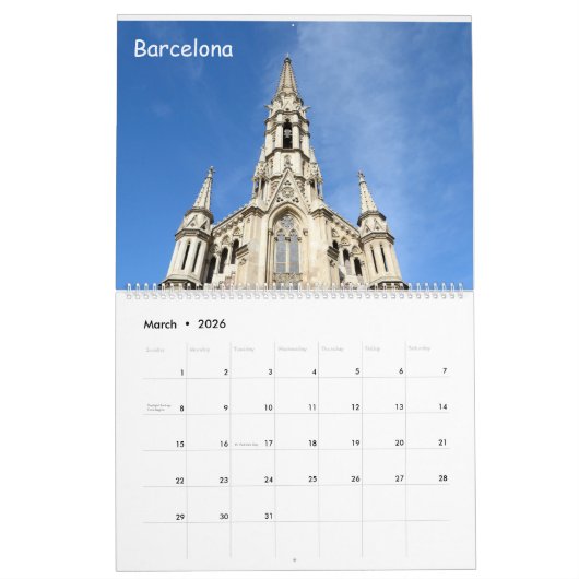 12 Monate Kirchen Spaniens Kalender (Mär 2026)