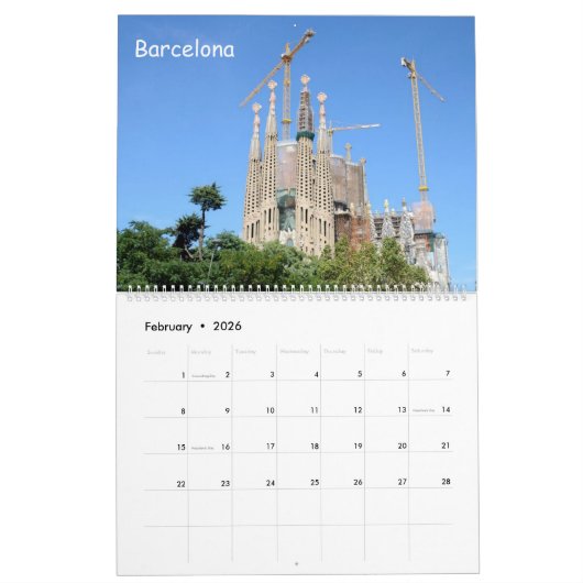12 Monate Kirchen Spaniens Kalender (Feb 2026)