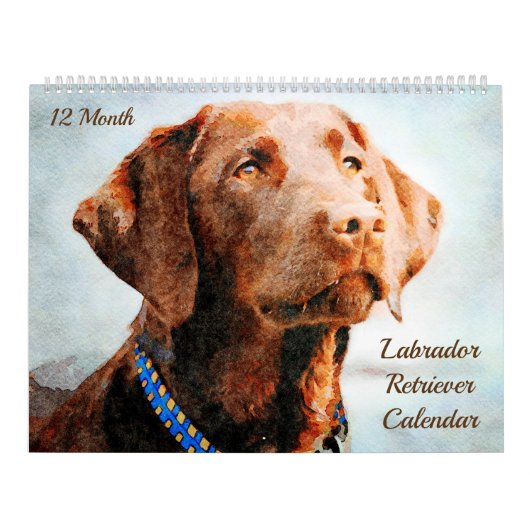 12 Monate Labrador Retriever Dogs Watercolor Gesch Kalender (Titelbild)