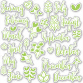 12 Monate Leaf Journal Stickers in Lawn Green Aufkleber (Vorderseite)