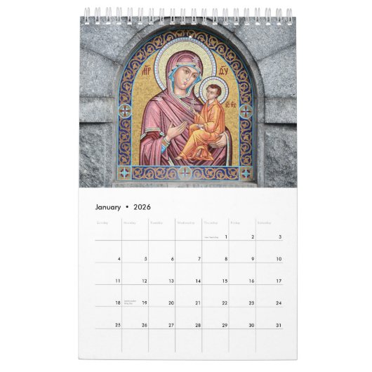 12 Monate Madonna und Kind Kalender (Jan 2026)