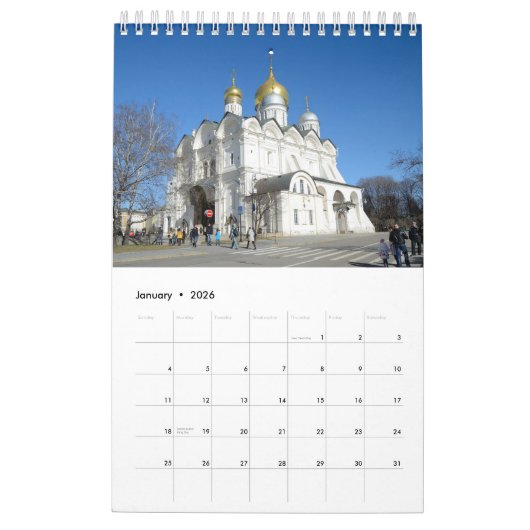 12 Monate Moskau, Russland Kalender (Jan 2026)
