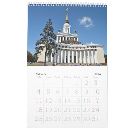12 Monate Moskau VDNKh Kalender (Jan 2026)