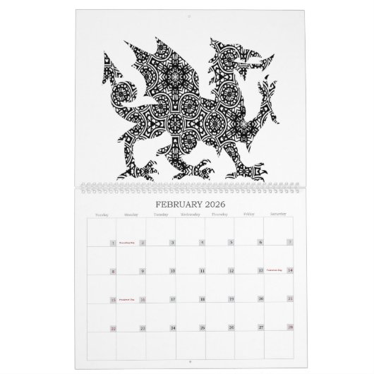 12 Monate Mythische Drachen Einhorn Erwachsene Fär Kalender (Feb 2026)
