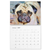 12 Monate Niedlicher Mops Hunde Haustiere Wasserfa Kalender (Jan 2027)