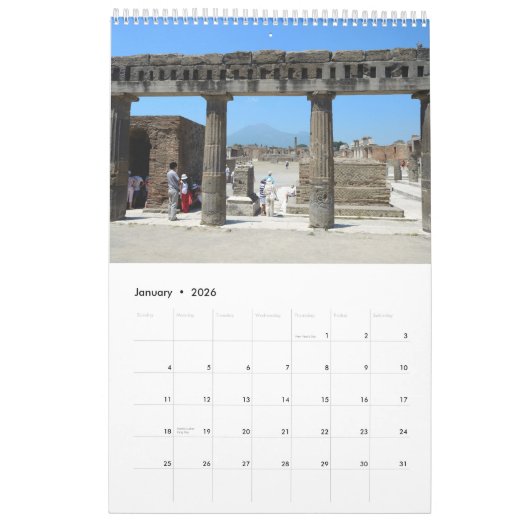12 Monate Pompeii, Italien Kalender (Jan 2026)