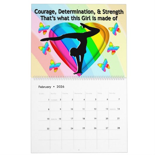 12 MONATE RAINBOWS GYMNAST QUOTE CALENDAR KALENDER (Feb 2026)