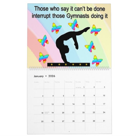 12 MONATE RAINBOWS GYMNAST QUOTE CALENDAR KALENDER (Jan 2026)