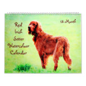 12 Monate Red Irish Setter Dog Aquarellmalerei Kalender (Titelbild)