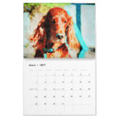 12 Monate Red Irish Setter Dog Aquarellmalerei Kalender (Mär 2027)