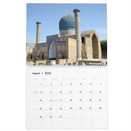 12 Monate Samarkand, Usbekistan Kalender (Mär 2026)
