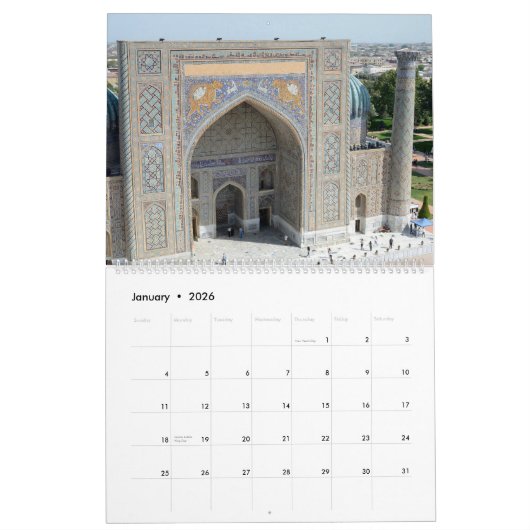 12 Monate Samarkand, Usbekistan Kalender (Jan 2026)