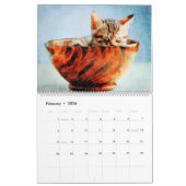 12 Monate Schöne Bengalische Katzen Aquarellmalere Kalender (Feb 2026)