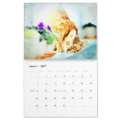 12 Monate Schöne Bengalische Katzen Aquarellmalere Kalender (Mär 2027)