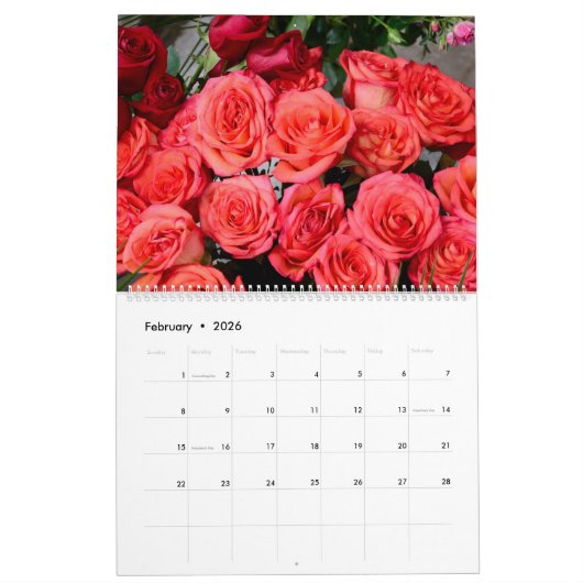 12 Monate Schöne Rose Kalender (Feb 2026)