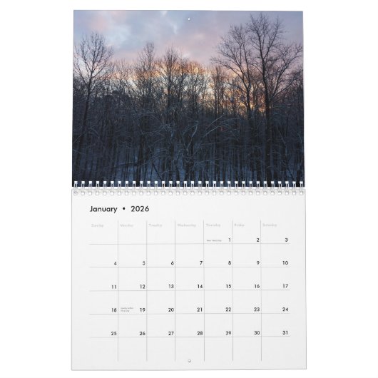 12 Monate Sonnenaufgänge und Sonnenuntergänge, 4. Kalender (Jan 2026)