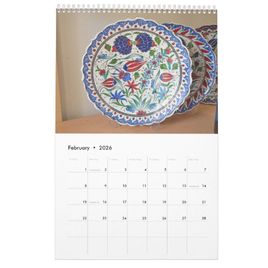12 Monate türkische Keramiken Kalender (Feb 2026)