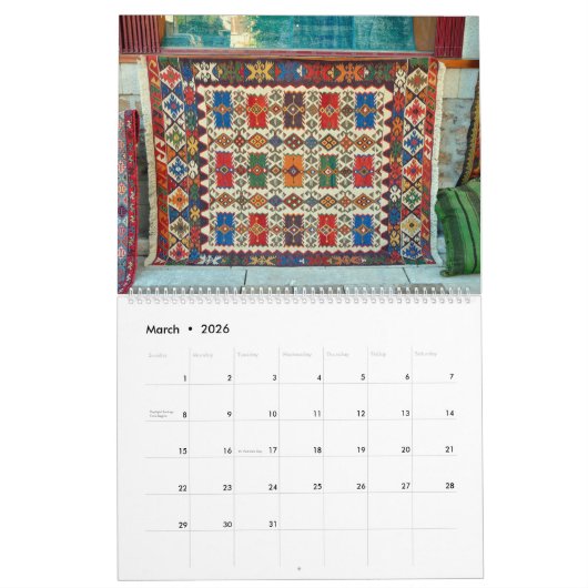 12 Monate türkische Teppiche Kalender (Mär 2026)