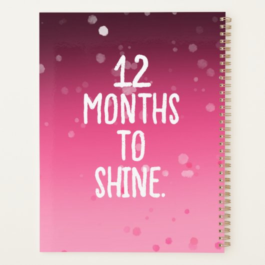 12 Monate, um Individuelle Name-Planer zu glänzen Planer (Rückseite)