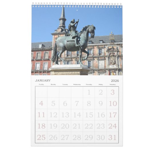 12 Monate Umlaufzeit der Madrider Mauer Kalender (Jan 2026)