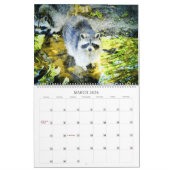 12 Monate Wasserfarbenfroh Raccoon Kunstvoll wande Kalender (Mär 2026)