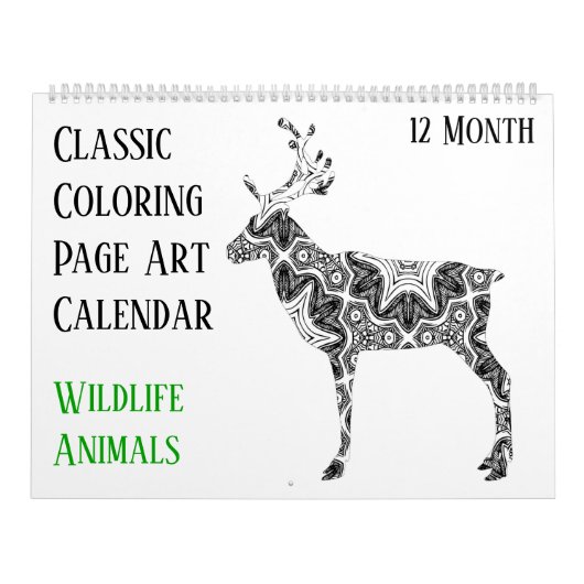 12 Monate Wildtiere der Hirsche - Farbe der Erwach Kalender (Titelbild)