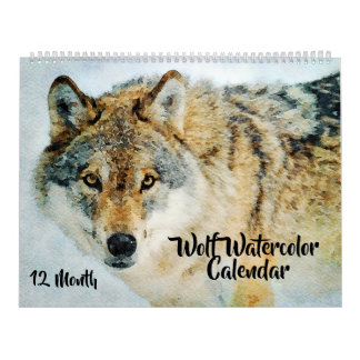 12 Monate Wolf Decor Aquarellwölfe zeichnen Kalender