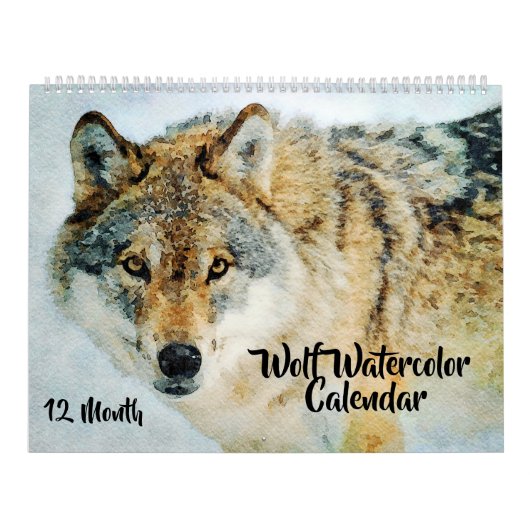 12 Monate Wolf Decor Aquarellwölfe zeichnen Kalender (Titelbild)