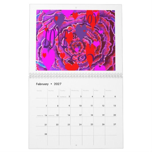 12 Monate zeitgenössische abstrakte Kunstwerke Kalender (Feb 2027)