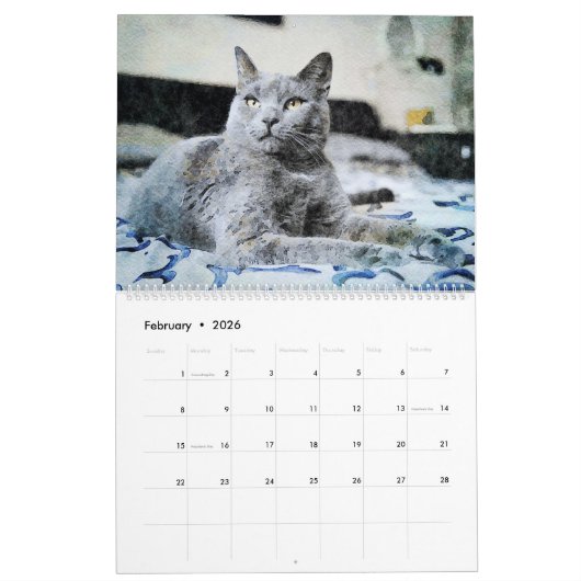 12-monatige herrliche russische blaue kalender (Feb 2026)