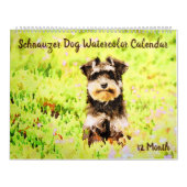 12-monatiger entzückender Schnauzer verfolgt Kalender (Titelbild)