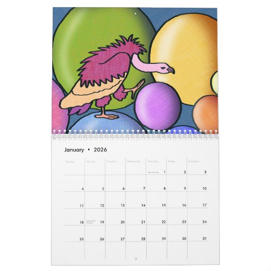 12-monatiger Kalender kindlicher Zeichnungen (Jan 2026)