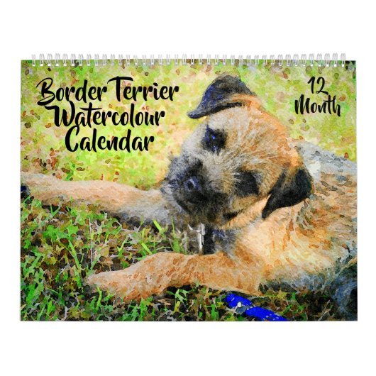 12 Monats-Grenzterrier-HundeWasserfarbe-Malen Kalender (Titelbild)