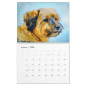 12 Monats-Grenzterrier-HundeWasserfarbe-Malen Kalender (Jan 2026)